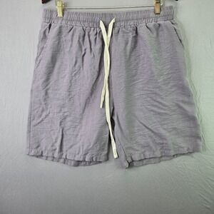 Unbranded Casual Drawstring Shorts Mens 2XL Grey Purple Textured Elastic Waist
